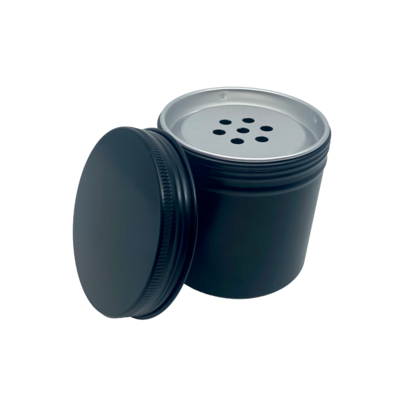 Schwarze Gewürzdose (Aluminium)