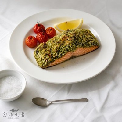 Lachs mit Pesto-Kruste aus dem Ofen