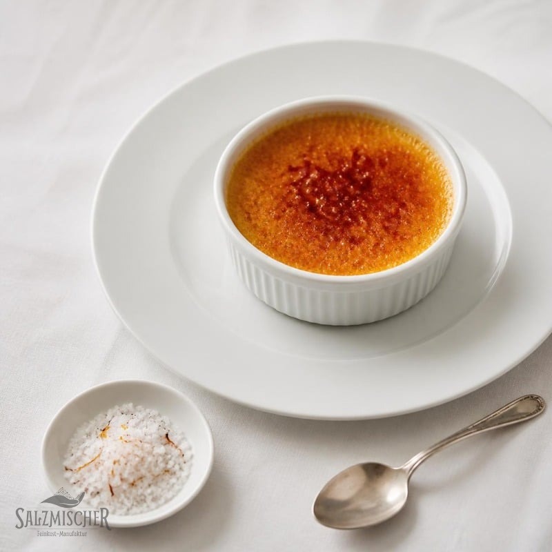 Crème brûlée mit Vanille-Safran-Salz