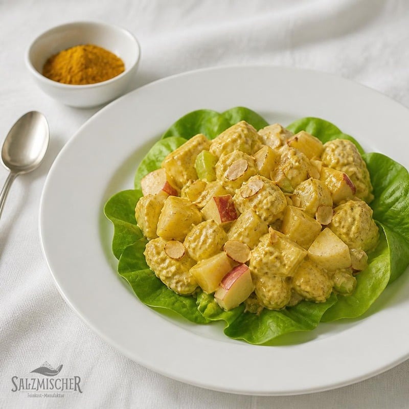 Geflügelsalat mit Curry, Ananas und Apfel