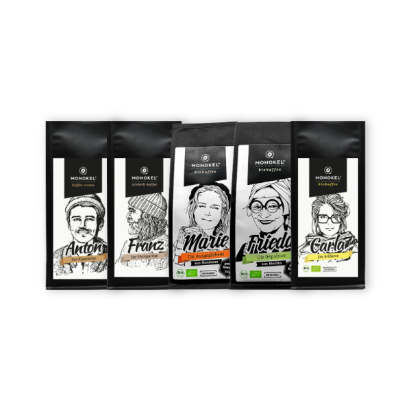 Monokel Kaffee-Probierset, 5 × 250 g