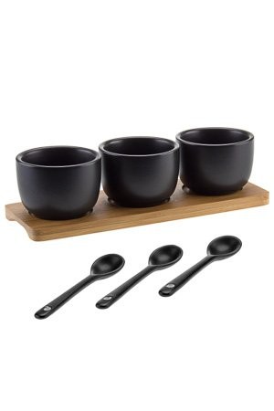 7-teiliges Porzellan Schälchen-Set schwarz