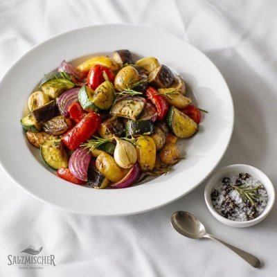 Mediterranes Ofengemüse mit Olivensalz