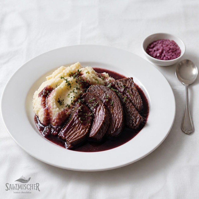 Rinderschmorbraten mit Rotweinsalz