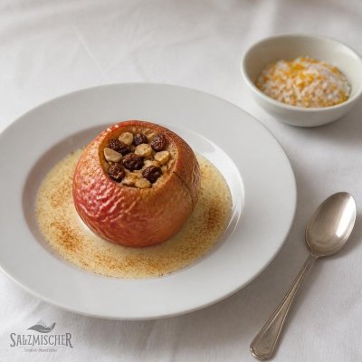 Bratapfel mit Marzipan und Orangensalz